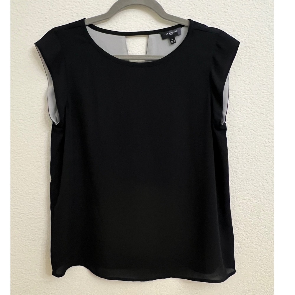 The Limited Petite Womens Black‎ Sleeveless Keyhole Back Blouse Size M RN54874